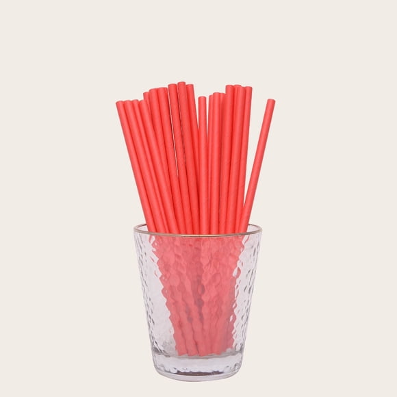 XmhyTop Popotes de Plástico 200 Unidades 0.6x19cm Rojo Duraderos y Ligeros para Bebidas Frías y Calientes