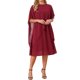 thumbnail image 2 of INSPIRE CHIC Vestidos de Otoño para Mujer con Capa de Gasa Superpuesta Cuello Redondo Asimétrico Volante Formal Vestido Midi para Invitada de Boda M Vino Rojo, 2 of 6