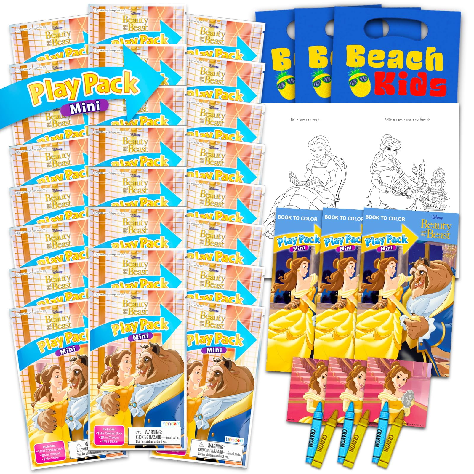 Disney Princess - Set De Obsequios Para Fiestas De Cumpleaños De La Bella Y La Bestia De Disney, 24 Peniques