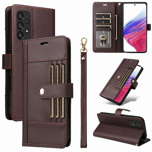 FOXDOCK Funda tipo Cartera para Samsung Galaxy A53 – Cubierta de Cuero PU con Múltiples Ranuras, Bolsillo para Efectivo y Correa de Muñeca