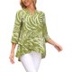thumbnail image 4 of INSPIRE CHIC Blusas de Mujer con Mangas 3/4 Enrollables Cuello en V Camisas con Estampado Floral Elegantes y Casual para Trabajo Túnica L Verde, 4 of 5