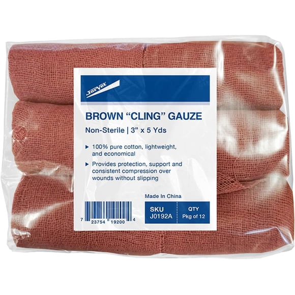 Gasa adhesiva JorVet Brown, 100% algodón, 3 cm x 4,5 m, para el cuidado de heridas