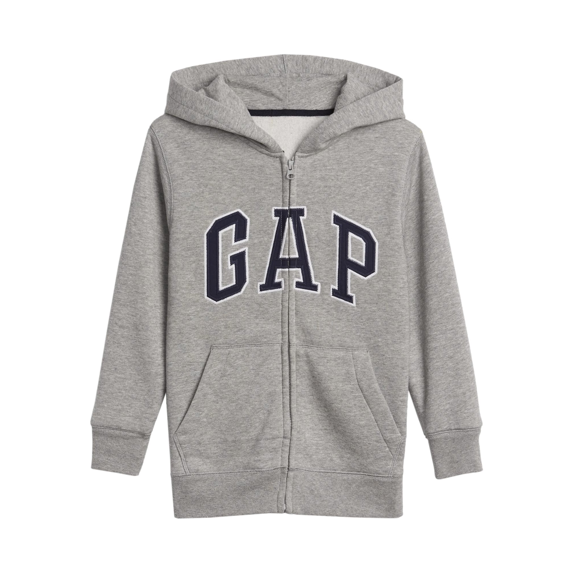 Sudadera Con Capucha Con Cierre Y Logo Gap Para Niños, Gris Claro Jaspeado