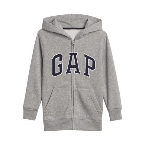 Sudadera Con Capucha Con Cierre Y Logo Gap Para Niños, Gris Claro Jaspeado