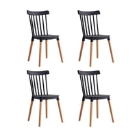 Novahus - Pack 4 Sillas Clásicas Comedor Negro