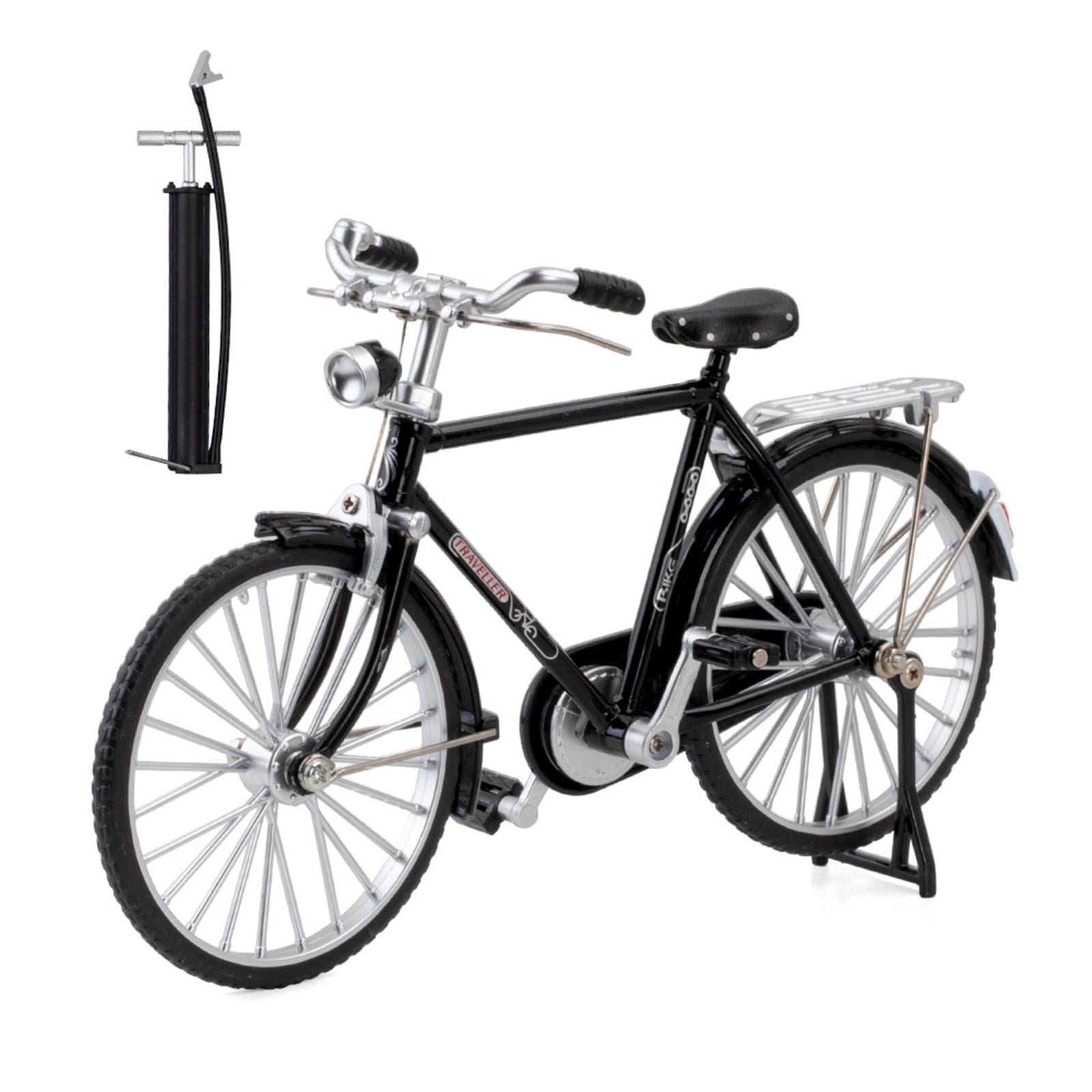 Bothyi - 1:10 Bicicleta Modelo Decoración Aleación Dedo Bicicleta Miniatura Para El Hogar Niños Negro Con Bomba