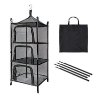 Magideal - Estante Para Secador Colgante De Alta Resistencia, 4 Capas, Plegable Para Vajilla De Picnic De Verduras, Fácil De Almacenar, Cremalleras Duales Transp Negro