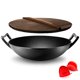 thumbnail image 1 of Wok Nutrichef de hierro fundido presazonado de 5,8 litros con tapa, 1 of 7