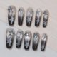 thumbnail image 1 of Uñas tipo press‑on Sun&Beam Nails Gris Negro con Estrellas (#263 L), 1 of 6