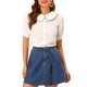 thumbnail image 1 of INSPIRE CHIC Blusa de Mujer con Cuello Peter Pan y Ribete de Volantes a Cuadros con Botones XS Blanca, 1 of 8