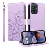 Funda Billetera Foxdock Compatible Con Motorola Moto G55 5G, Diseño Perrito Tierno, Ranuras Para Tarjetas Y Soporte Plegable