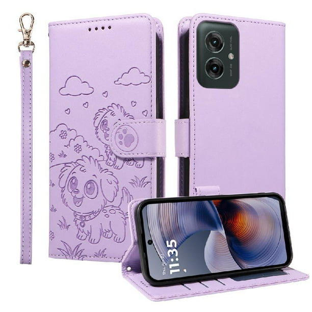 Funda Billetera FOXDOCK Compatible con Motorola Moto G55 5G, Diseño Perrito Tierno, Ranuras para Tarjetas y Soporte Plegable