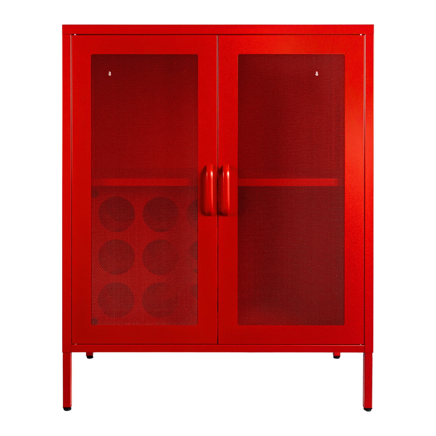 I Love Lockers - Bar 2 Puertas Con Repisa Ajustable Y Porta Botellas - Rojo Guinda