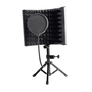 Magideal - Pantalla De Aislamiento De Micrófono De 3 Paneles Con Soporte Para Trípode Y Aislamiento Acústico Para Grabación En Estudio Para Equipos De Grabación