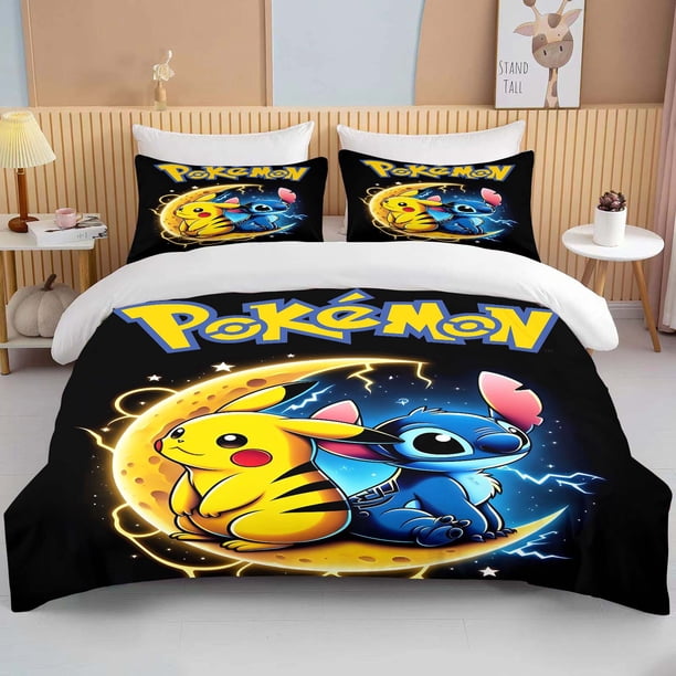 Pokémon Pikachu Bulbasaur Printed Soft Bedding Set Duvet Cover 1 Duvet Cover 2 Pillowcases Adult and Children Bedding Set Luxury Bed Sheets