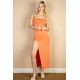 thumbnail image 1 of Vestido Maxi con Abertura y Tirantes Finos de Color Liso, 1 of 2