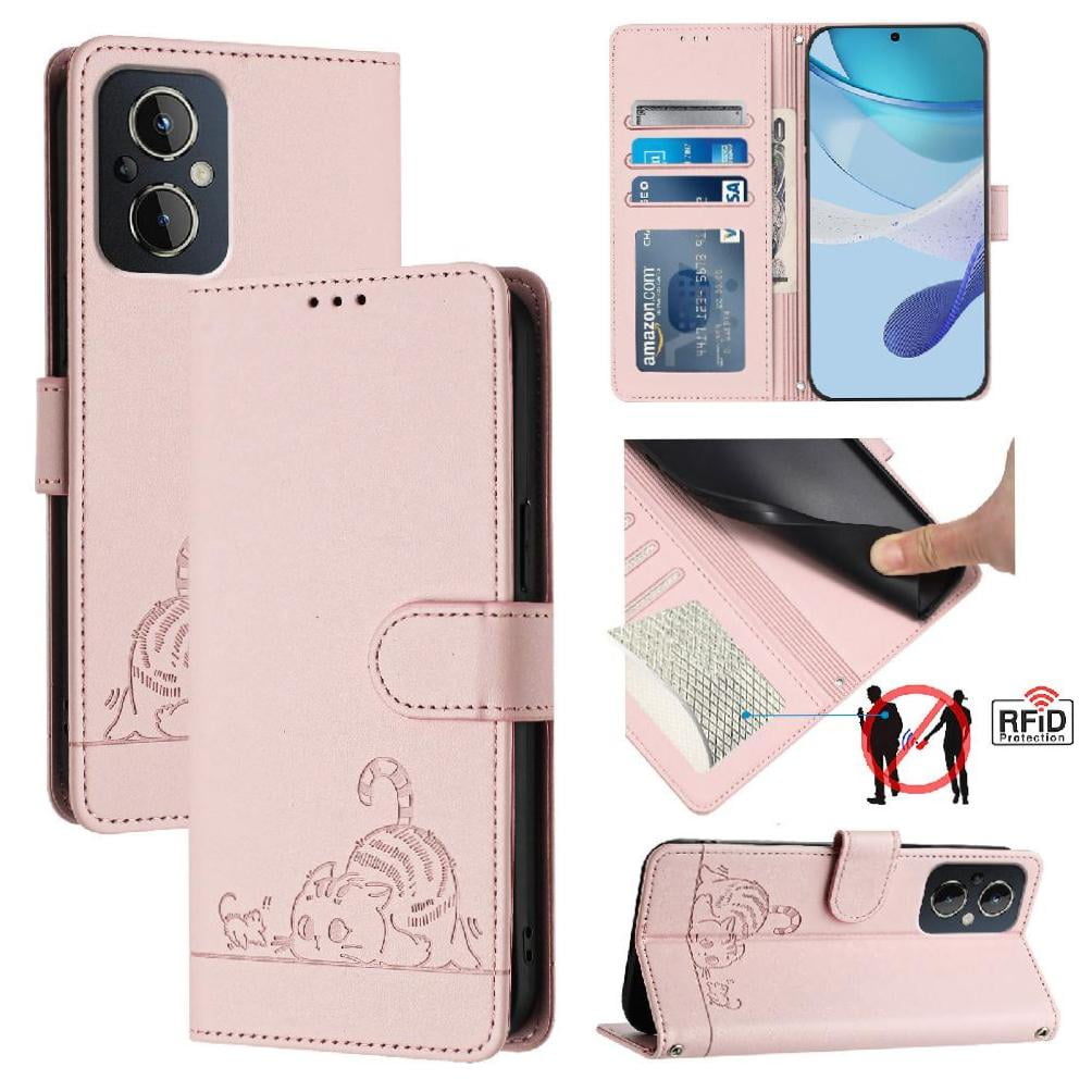 Funda Tipo Cartera Foxdock Para Oneplus Nord N20 5g Con Soporte, Ranuras, Rfid, Diseño De Gato