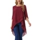thumbnail image 1 of INSPIRE CHIC Blusa de Chifón para Mujer Manga 3/4 con Abertura Dobladillo Asimétrico Túnica Top Rojo Vino M, 1 of 6