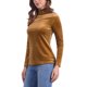 thumbnail image 4 of INSPIRE CHIC Blusa de Mujer de Terciopelo Elástico con Cuello Simulado de Manga Larga Suave para Otoño Invierno M Marrón, 4 of 6