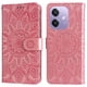 thumbnail image 2 of Funda tipo cartera FOXDOCK para OPPO A5x 4G/5G , diseño girasol en relieve, cuero PU, cierre magnético, soporte y tarjetero, 2 of 5