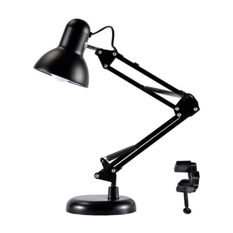 Importclick - Lámpara Brazo Ajustable Giratorio Escritorio Metal Negro
