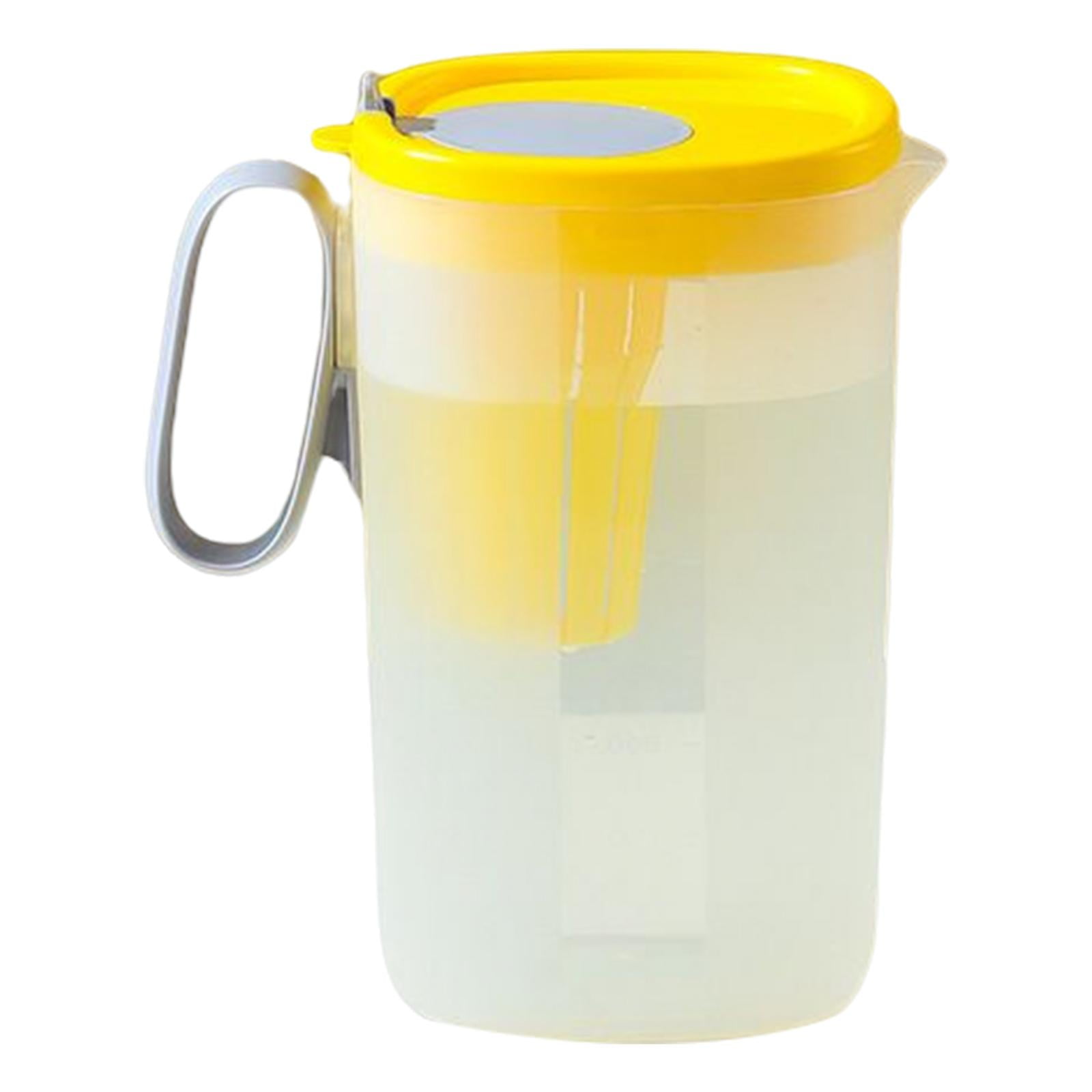 Magideal - Tetera De Plástico Con Flores, Tetera Para Nevera, Jarra De Jugo Con Colador, Jarra De Agua Para Café, Jugo, Cerveza Fría, Bebida De Agua Fría/calient Amarillo