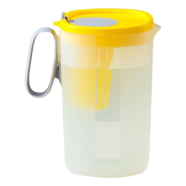 Tetera de plástico con flores, tetera para nevera, jarra de jugo con colador, jarra de agua para café, jugo, cerveza fría, bebida de agua fría/calient Amarillo