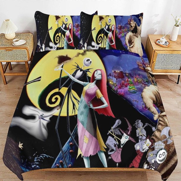 Nightmare Before Christmas Bedding Set Duvet Cover Comfortable and Lightweight Cartoon Bedding3 Piece