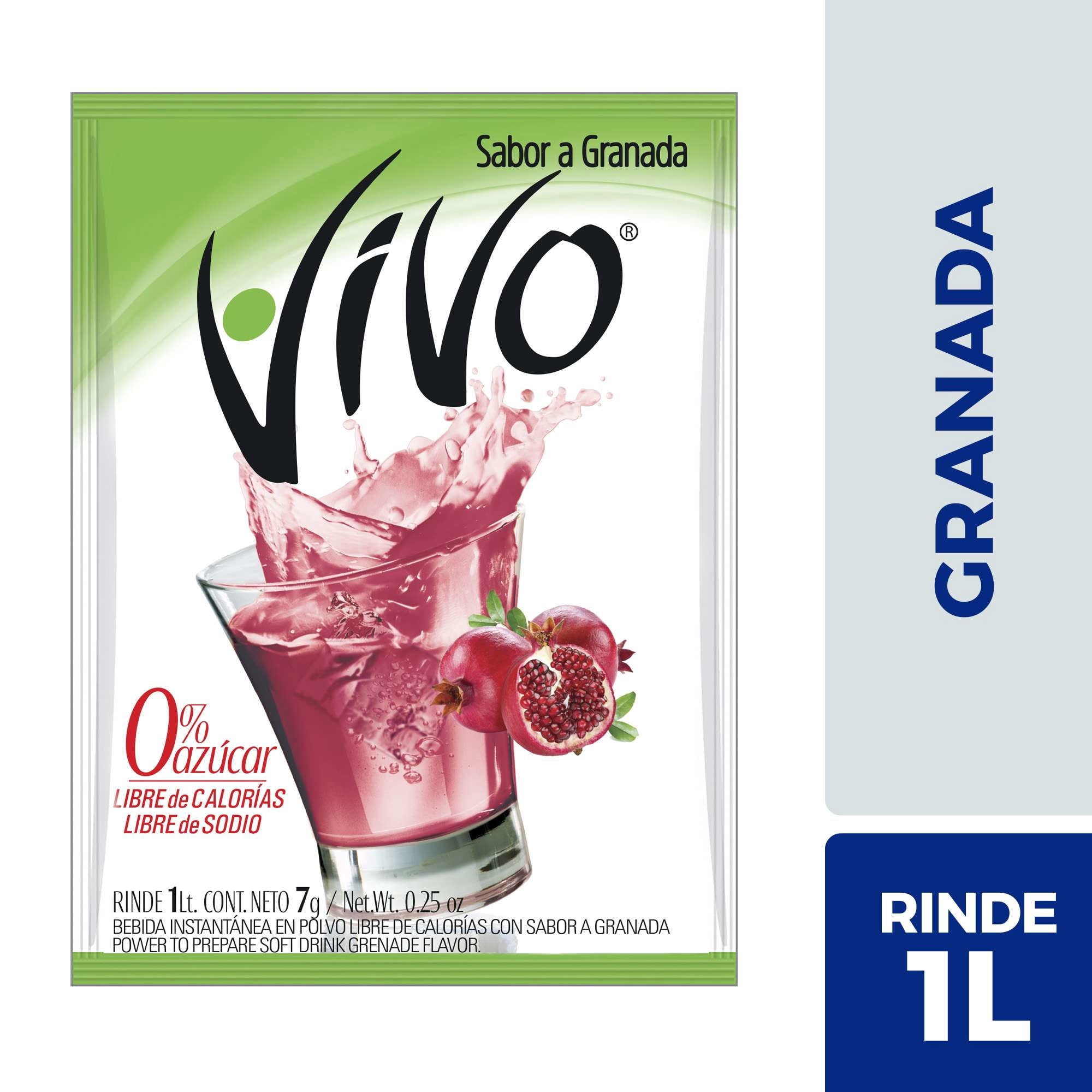 Jugo En Polvo Libre De Azúcar Sabor Granada Sobre 7 g Vivo