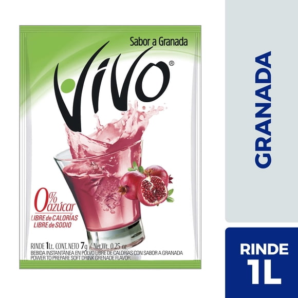 Jugo en Polvo Libre De Azúcar Sabor Granada Sobre, 7 g