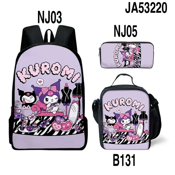 MINISO Sanrio Kuromi Backpack Sanrio Backpack Pencil Bag Student School Bag Primary and Middle kawaii Cartoon School Bag Mochila