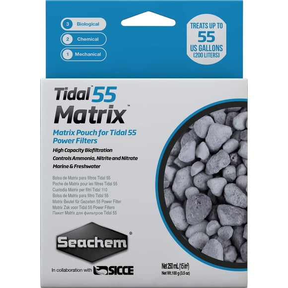 Filtro Seachem Laboratories Tidal 55 Matrix 250 mL para Agua Marina y Dulce