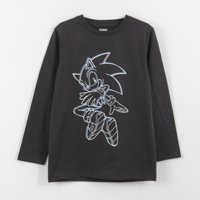 Polera Manga Larga Niño Diseño Lineal Gris Sonic