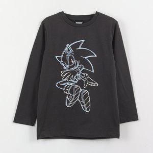 Polera Manga Larga Niño Diseño Lineal Gris Sonic