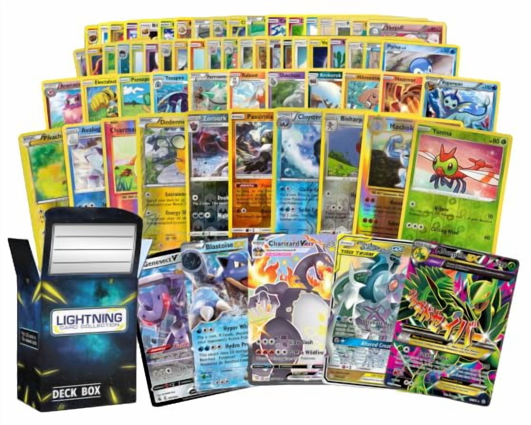 Paquete De Cartas Pokémon De 50 Cartas Surtidas Más 1 Ultra Rara Con Caja De Baraja Lcc