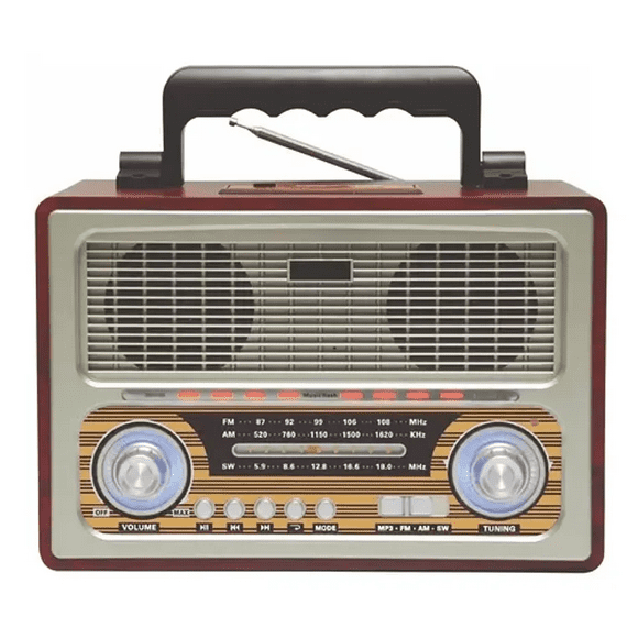 Radio Retro Portátil Bt fm usb sd entrada Aux 3 5 Recargable Beige Ap02055