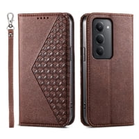Funda Flip Foxdock Para Xiaomi Redmi 15 5G , Estilo Billetera Con Diseño Rombo, Correa De Mano Y Soporte, Uso Diario