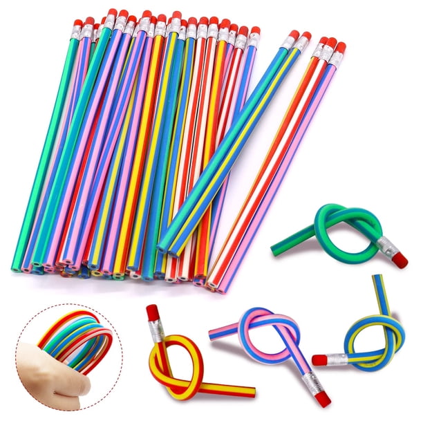 Lápices flexibles Qyyiguf, 40 unidades, 17,78 cm, con goma de borrar, regalo para niños