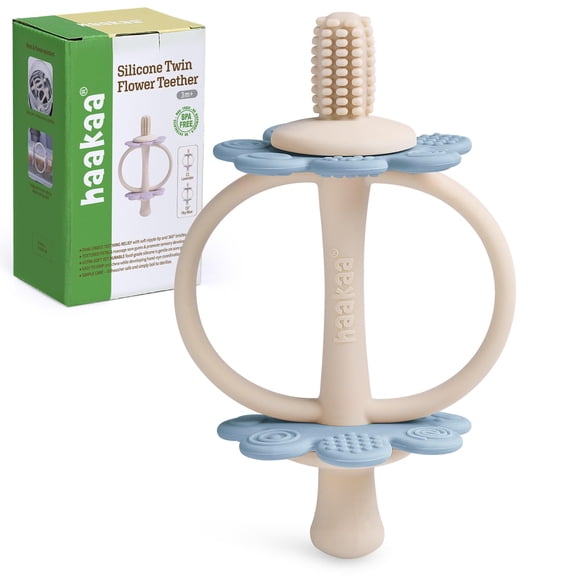Juguetes de silicona Teether Haakaa para bebés, color azul cielo