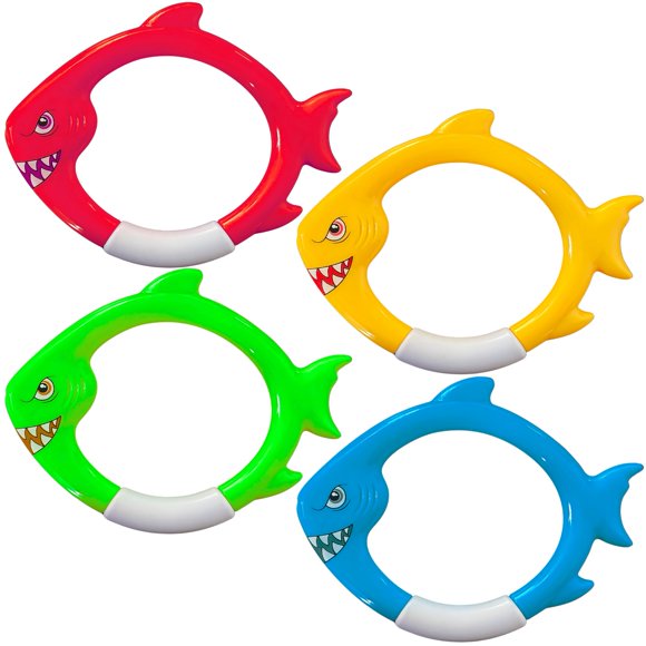 Juguetes de buceo Haktoys para hundir tiburones y piscinas, paquete de 4 unidades