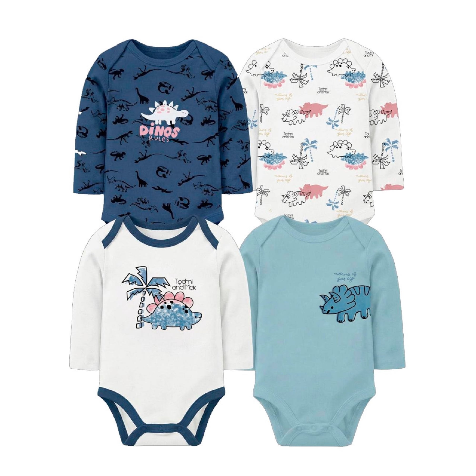 Tedmimak - Bodys Algodon Bebe Pack 4 Unidades 3 A 6 Meses
