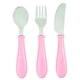 thumbnail image 1 of Cubiertos de aprendizaje de acero inoxidable, color rosado, 1 of 3