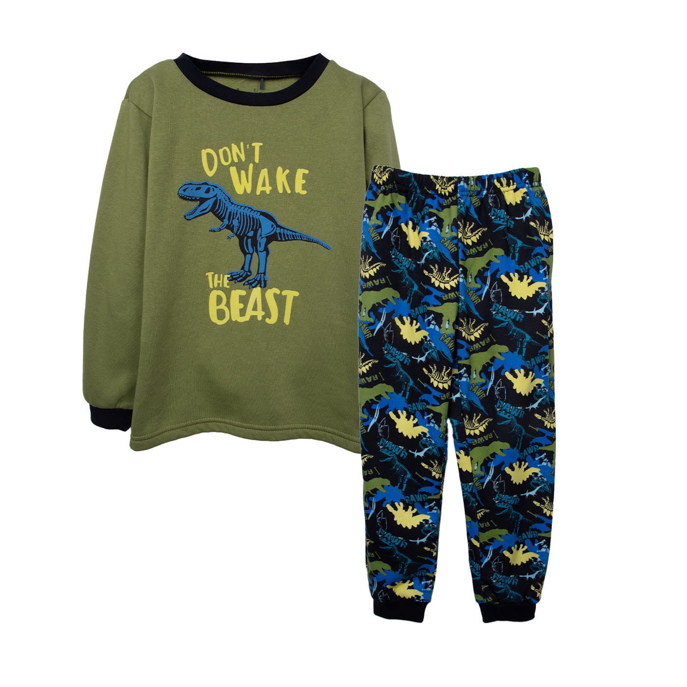 Pillin - Pijama Niño Manga Larga Franela Verde