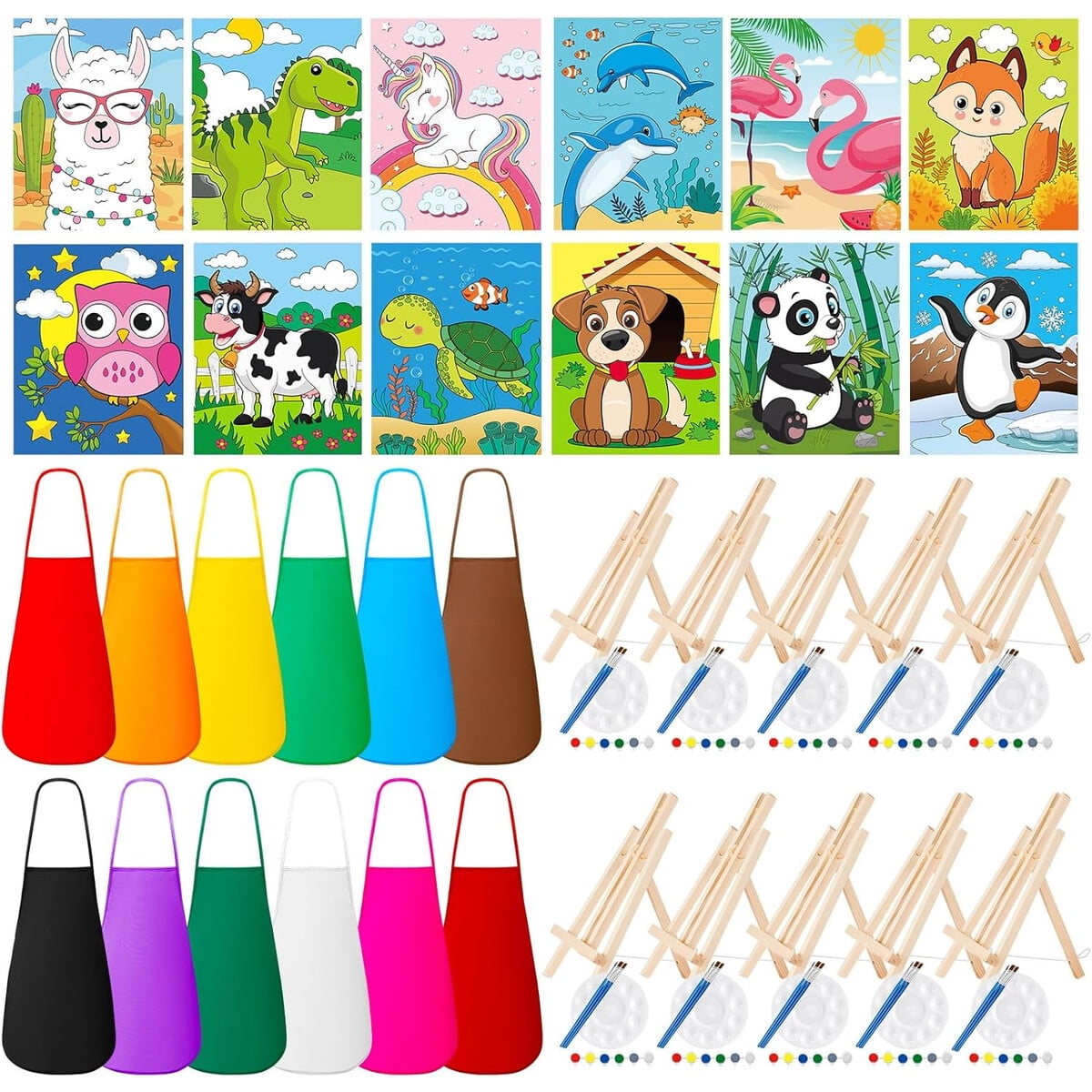 Set Pintura Ireer 84 Piezas Kit Animal Lienzo 8x10 Acralico