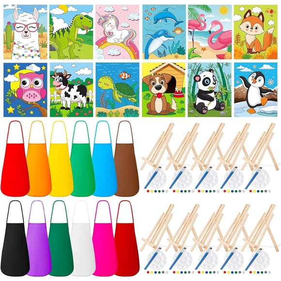 Set Pintura Ireer 84 Piezas Kit Animal Lienzo 8x10 Acralico