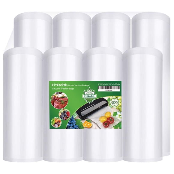 Bolsas y Rollos para Sellado al Vacío KitVacPak 8 Paquetes 20 cm × 6 m
