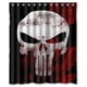 thumbnail image 1 of Cortina de ducha de calavera de Punisher, juego de cortina de baño con ganchos, tamaño 60 x 72 pulgadas, 1 of 3