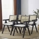 thumbnail image 1 of Pack 4 Silla Comedor Chandigarh Madera Negra Cojín Lino Venhoouse, 1 of 8