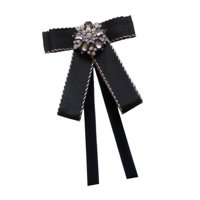 Magideal - Broche De Cinta De Corbata De Lazo, Decoración De Corbata De Bownot, Alfiler De Cuello Para Mujeres, Elegante Corbata De Diamantes De Imitación Para Negro