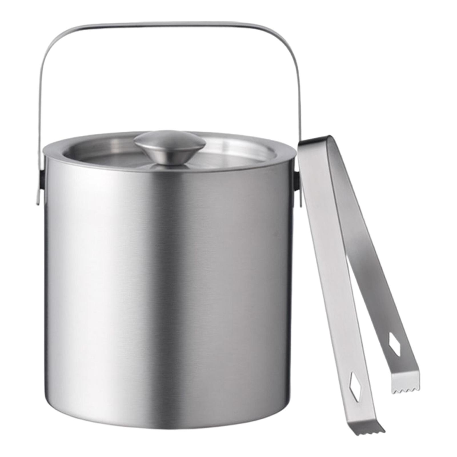 Bothyi - Cubo De Cerveza Helada De Acero Inoxidable, Soporte Para Enfriador De Vino Y Cerveza Para Fiestas De Barbacoa Caseras, 1300Ml Con Clip De Tapa